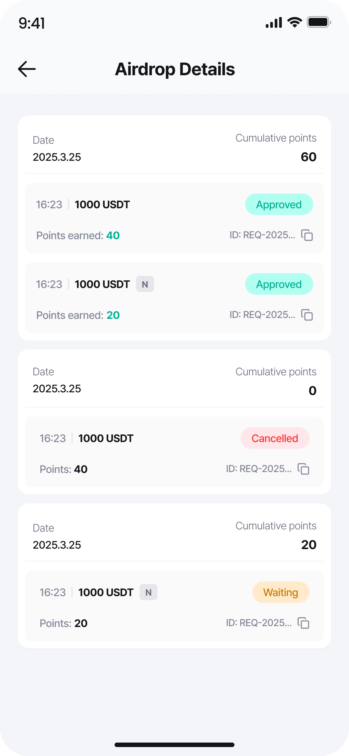 Airdrop participation and claims