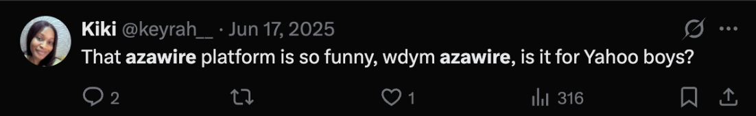 Tweet joking about the Azawire name